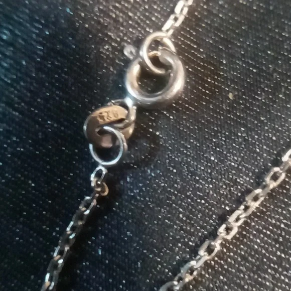 Sterling Silver 925 Hamsa Necklace with Blue Accent. - Picture 4 of 5